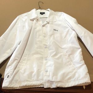 Obey white windbreaker with metal buttons. Size m
